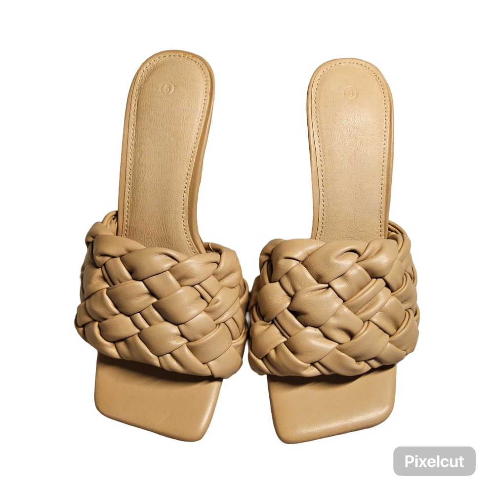 Preloved Size 5 Tan Braided open toe Heels - Picture 8 of 9